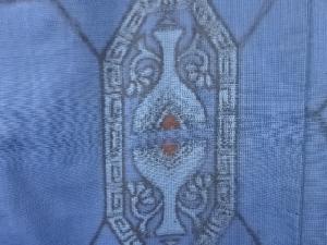 アンティーク 花盆模様織出し本場村山泥大島紬着物